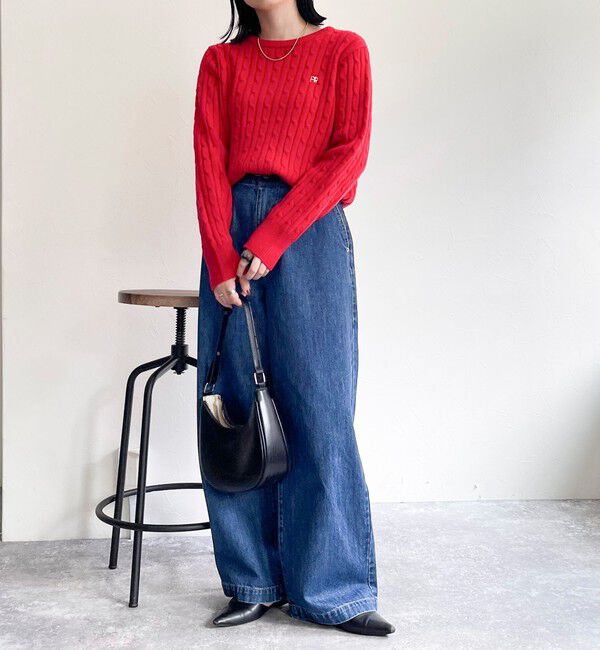 fredy emue「ウール混FR刺繍ケーブル柄ニットプルオーバー」|ニット・セーター|