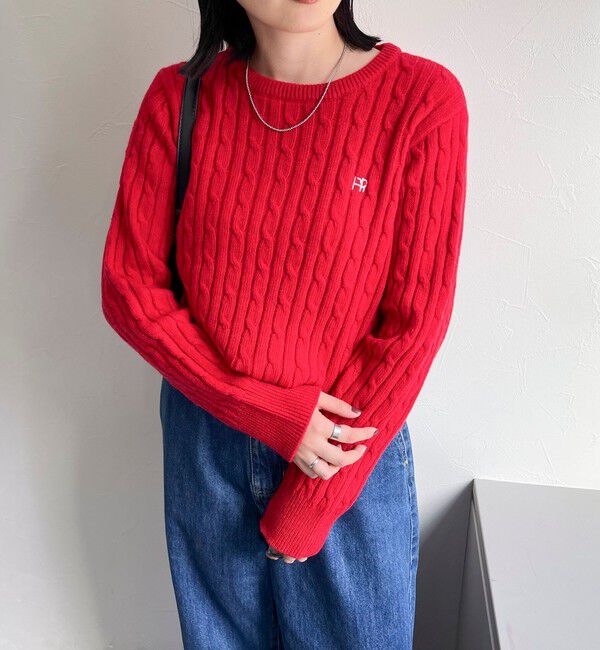 fredy emue「ウール混FR刺繍ケーブル柄ニットプルオーバー」|ニット・セーター|