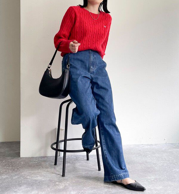 fredy emue「ウール混FR刺繍ケーブル柄ニットプルオーバー」|ニット・セーター|