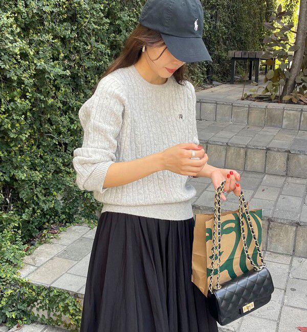 fredy emue「ウール混FR刺繍ケーブル柄ニットプルオーバー」|ニット・セーター|