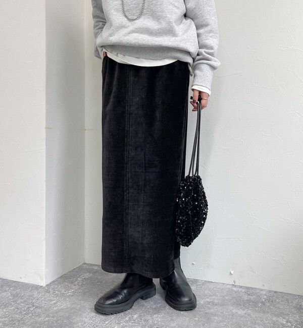 fredy emue「クラッシュベロアナロースカート」|タイト|