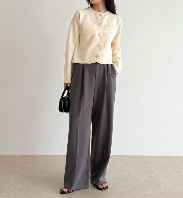 fredy emue「刺繍入りコンパクトニットジャケット」|カーディガン|