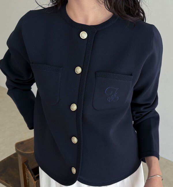 fredy emue「刺繍入りコンパクトニットジャケット」|カーディガン|