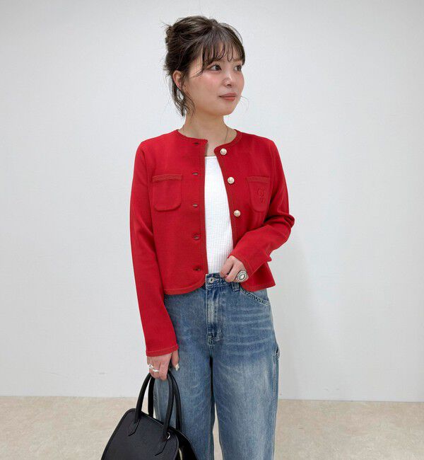 fredy emue「刺繍入りコンパクトニットジャケット」|カーディガン|