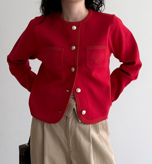 fredy emue「刺繍入りコンパクトニットジャケット」|カーディガン|