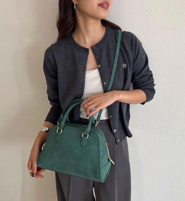 fredy emue「台形ファスナーボストンバッグ」|ショルダー・メッセンジャー|グリーン