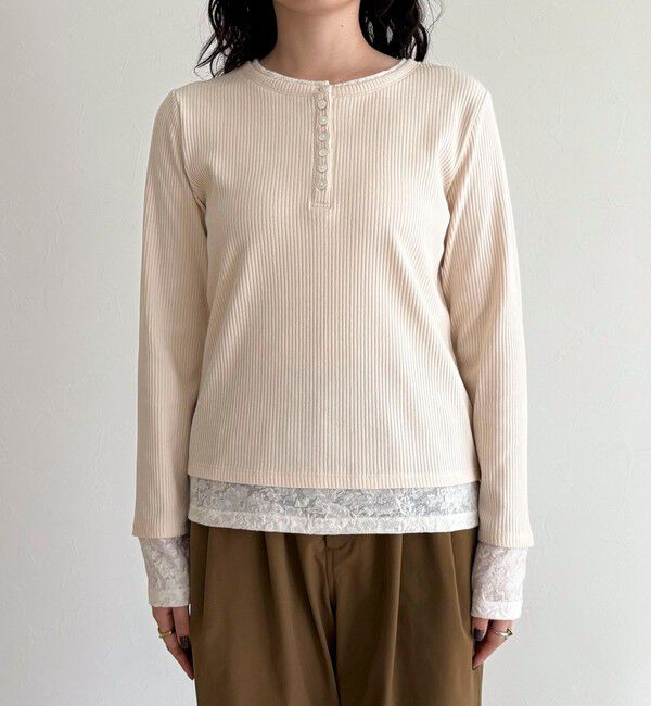 fredy emue「レイヤード風ヘンリーネックプルオーバー」|Tシャツ・カットソー|