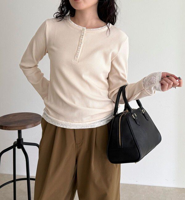 fredy emue「レイヤード風ヘンリーネックプルオーバー」|Tシャツ・カットソー|