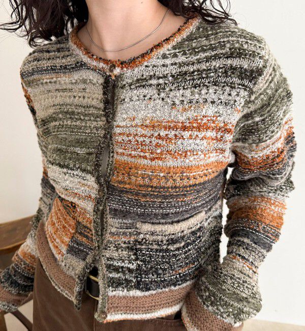 fredy emue「ツイードボーダーカーディガン」|カーディガン|