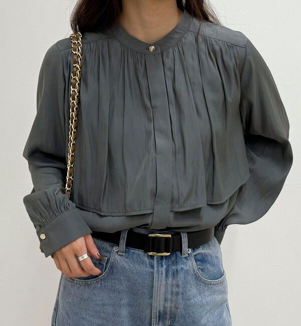 fredy emue「パウダーサテン前開きブラウス」|シャツ・ブラウス|