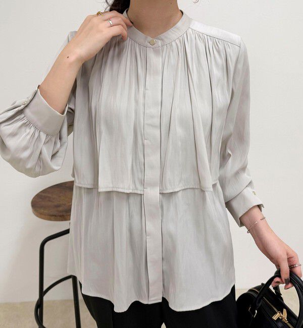 fredy emue「パウダーサテン前開きブラウス」|シャツ・ブラウス|