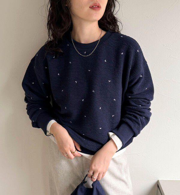 fredy emue「【大人気リバイバル】ハート刺繍コンパクトスウェットプルオーバー」|スウェット・ジャージ|ネイビー