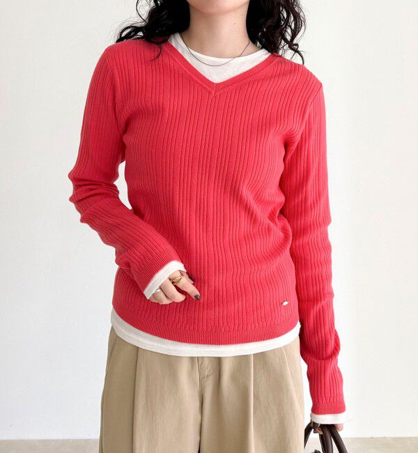 fredy emue「ちびVネックリブニットプルオーバー」|ニット・セーター|