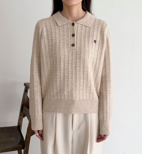 fredy emue「FR刺繍ケーブル柄ポロ衿ニットプルオーバー」|ニット・セーター|