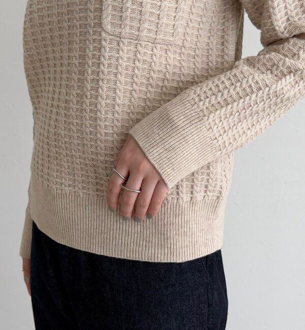 fredy emue「FR刺繍ケーブル柄ちびポケニットプルオーバー」|ニット・セーター|