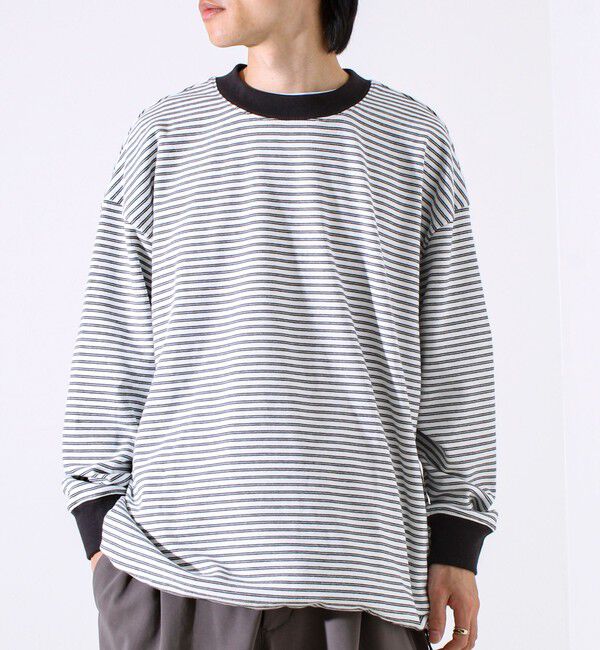 GLOSTER「【配色リブが映える主役ボーダー】Helloボーダー ロングスリーブTシャツ」|Tシャツ・カットソー|