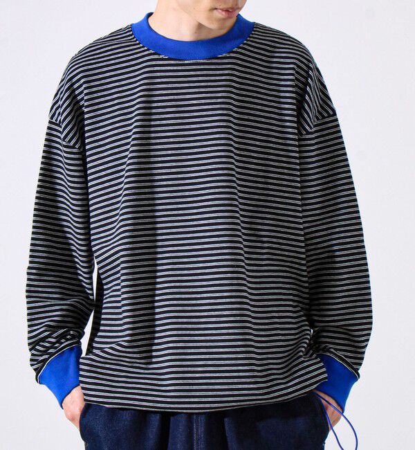 GLOSTER「【配色リブが映える主役ボーダー】Helloボーダー ロングスリーブTシャツ」|Tシャツ・カットソー|