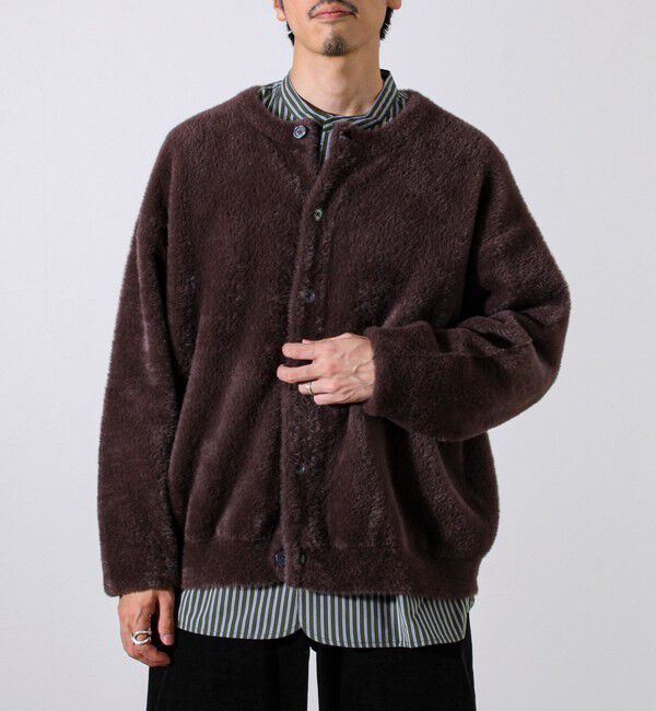 GLOSTER「モヘヤライク シャギークルーネックカーディガン」|カーディガン|