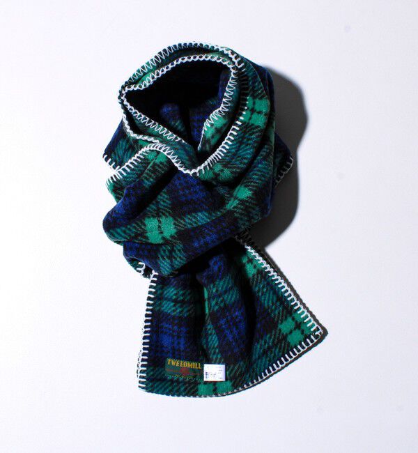 GLOSTER「【GLOSTER別注】【TWEEDMILL】ブランケットステッチフリーススカーフ」|マフラー|グリーン系その他