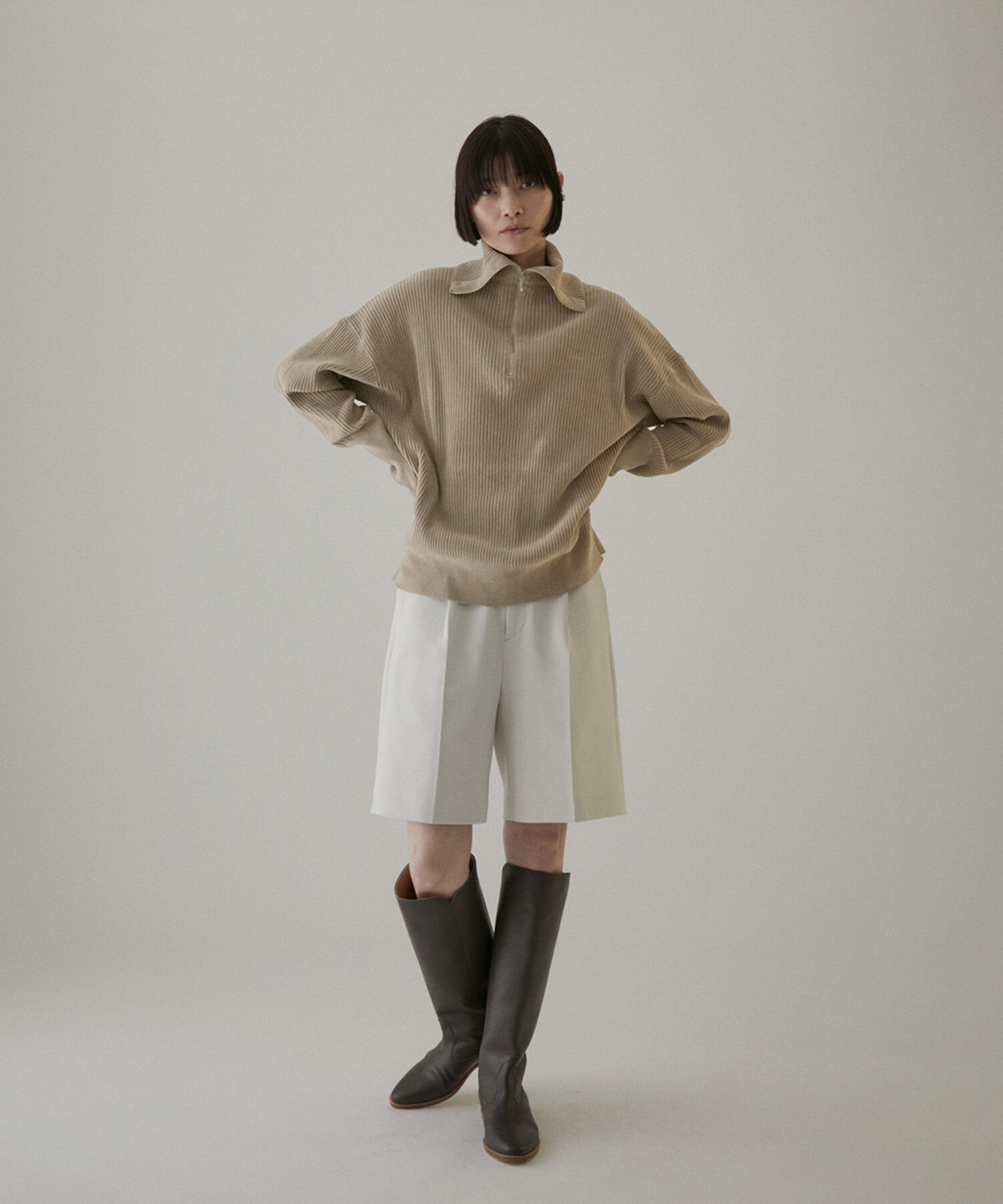 SALON adam et rope'「ハーフジップニット-CreamyCotton /クリーミーコットン-」|ニット・セーター|