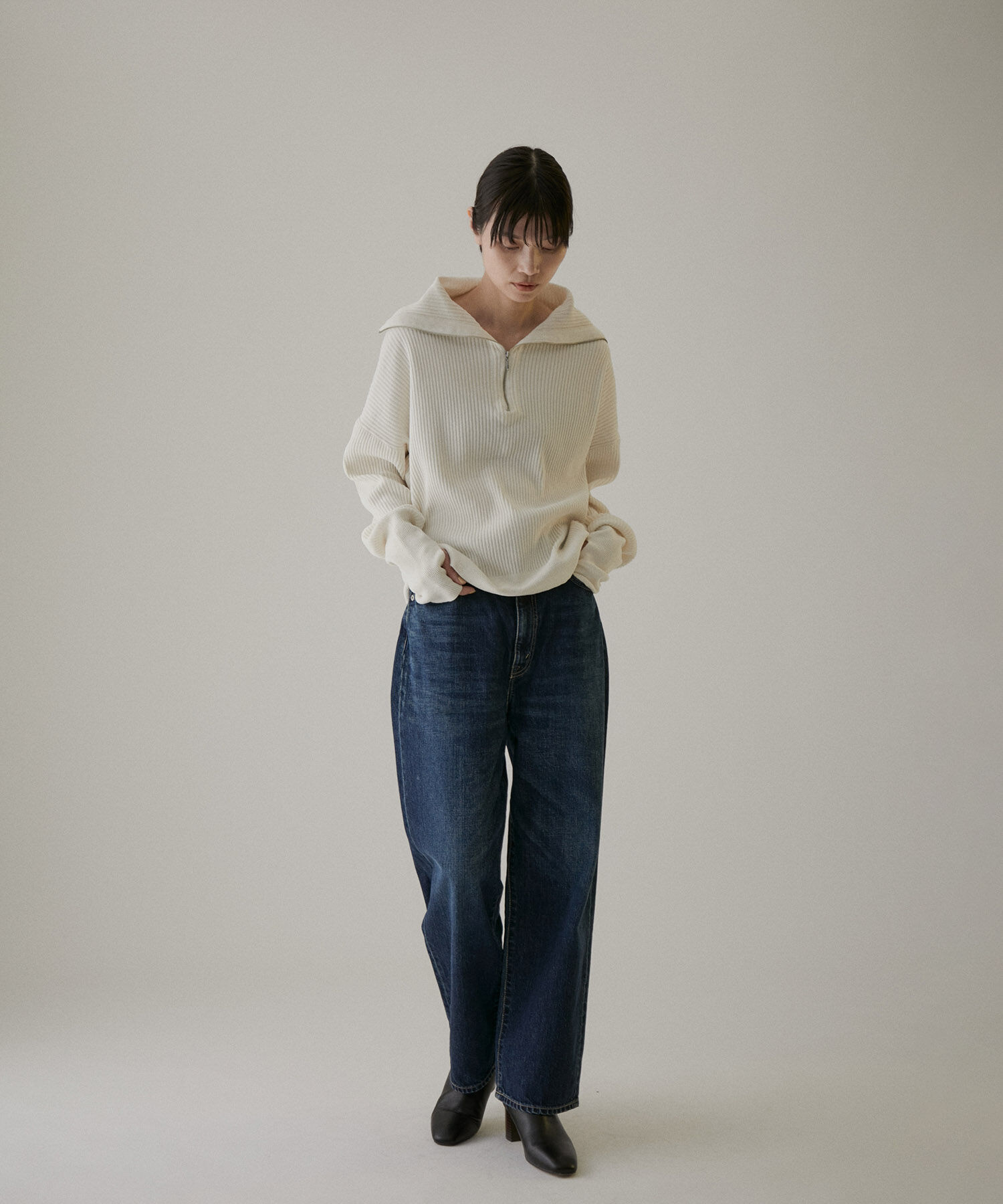 SALON adam et rope'「ハーフジップニット-CreamyCotton /クリーミーコットン-」|ニット・セーター|