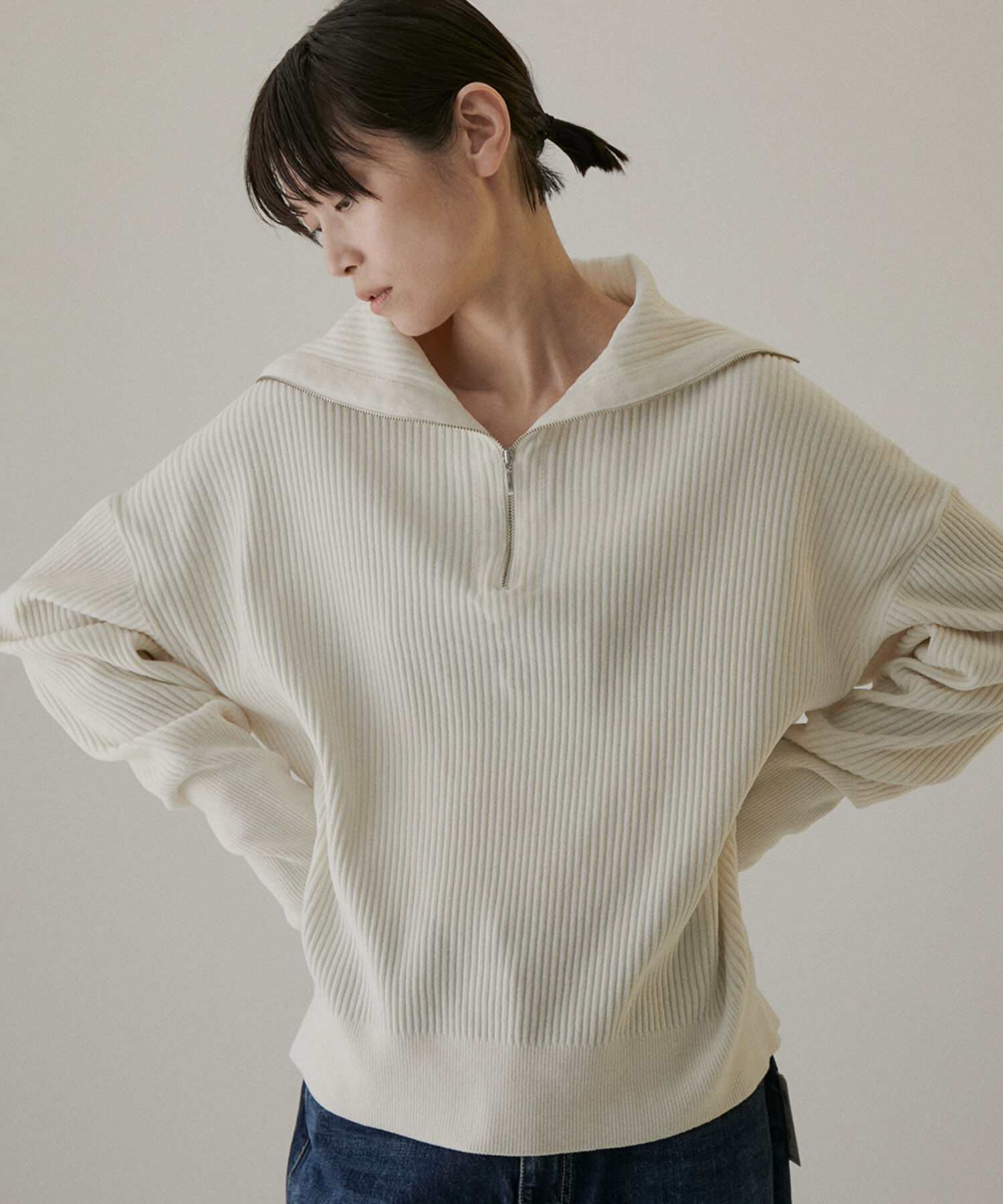 SALON adam et rope'「ハーフジップニット-CreamyCotton /クリーミーコットン-」|ニット・セーター|