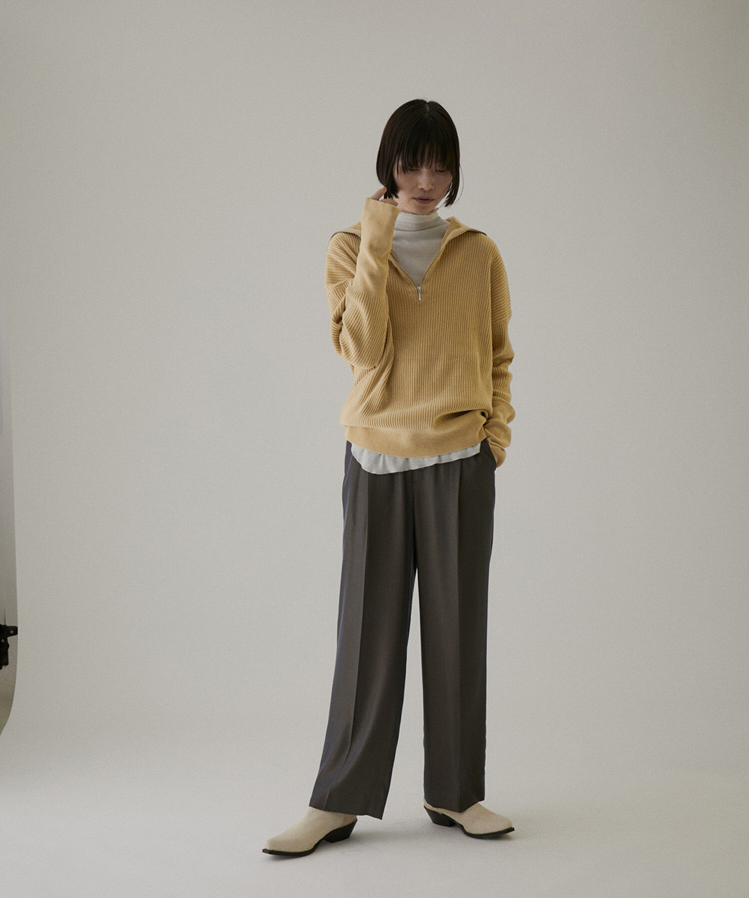 SALON adam et rope'「ハーフジップニット-CreamyCotton /クリーミーコットン-」|ニット・セーター|