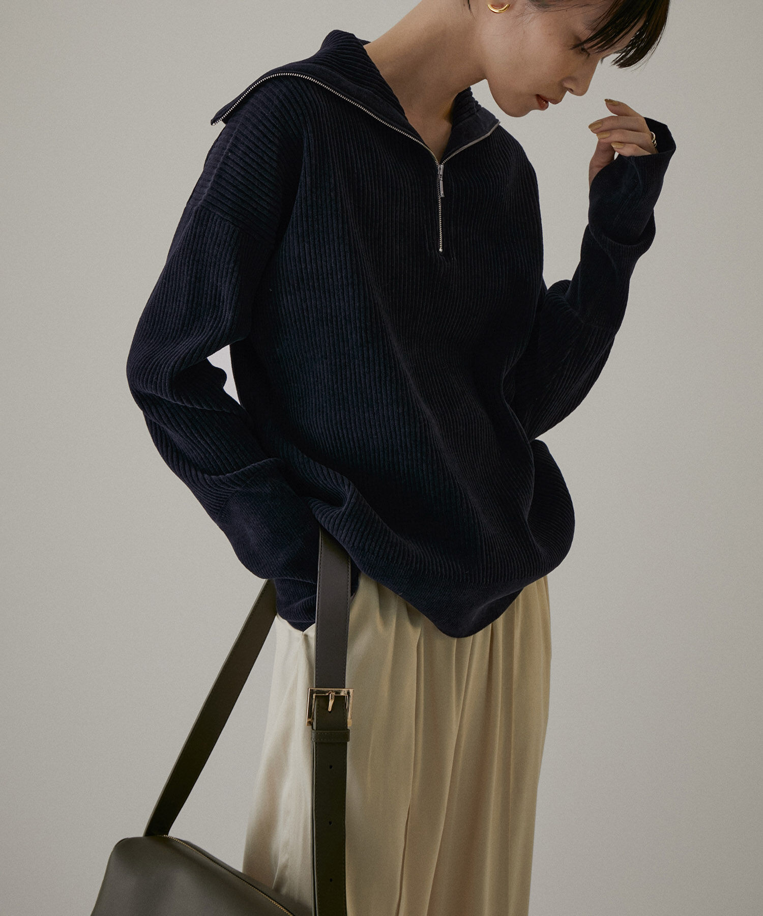 SALON adam et rope'「ハーフジップニット-CreamyCotton /クリーミーコットン-」|ニット・セーター|