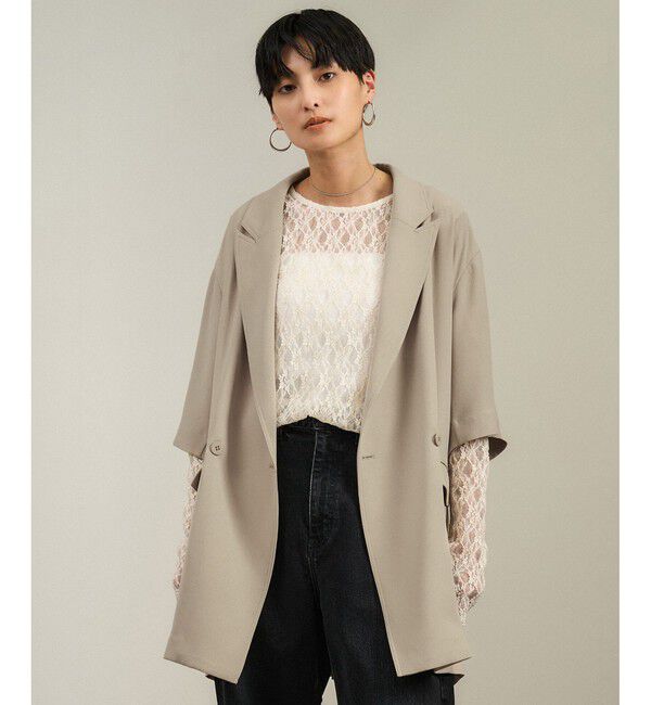 SALON adam et rope'「バックサテンハーフスリーブジャケット［セットアップ対応・今から秋まで］」|テーラードジャケット|ベージュ(27)