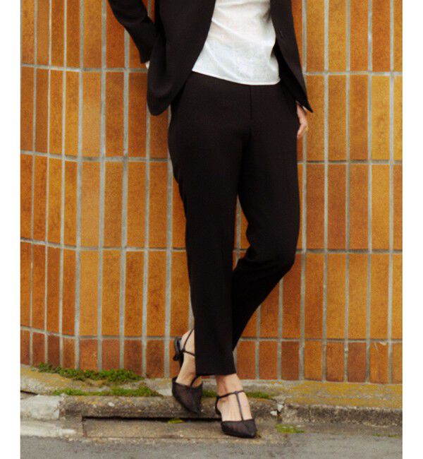 ROPE「トリアセバックサテン テーパードパンツ【オフィス/通勤/セットアップ対応】/洗える」|チノ|