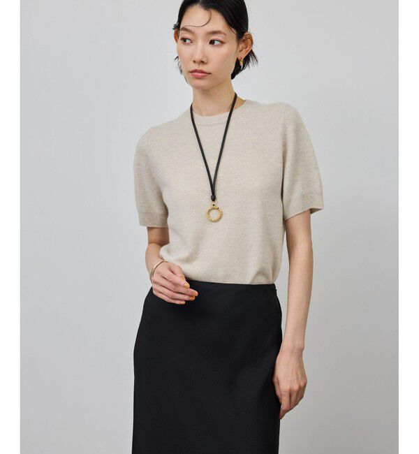 ROPE「ウールカシミヤブレンド 5分袖ニットプルオーバー/イージーケア」|ニット・セーター|