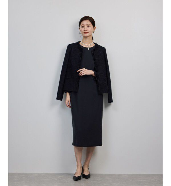 ROPE「トリアセダブルクロス ウエストコンシャスワンピース/イージーケア・セットアップ対応・25AW」|ワンピース|