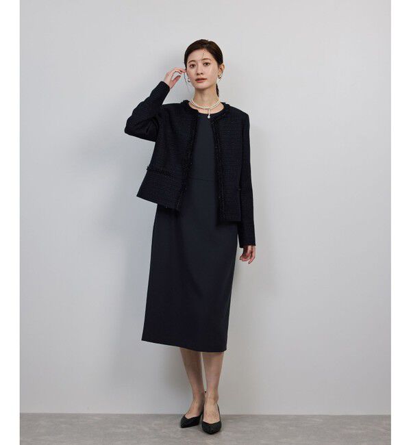 ROPE「トリアセダブルクロス ウエストコンシャスワンピース/イージーケア・セットアップ対応・25AW」|ワンピース|