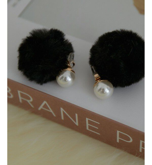 VIS「【2WAY】フェイクファーパールピアス」|ピアス|ブラック(01)