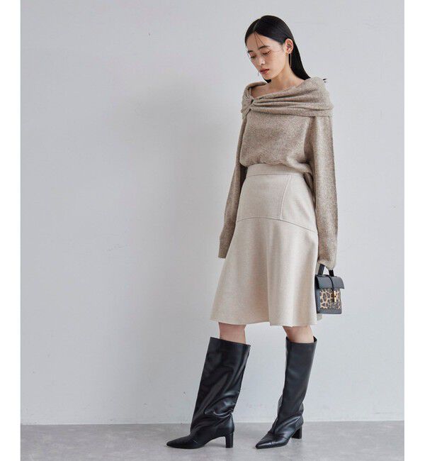 VIS「【洗える】ジャージメルトンニーレングスセミフレアスカート」|スカート|