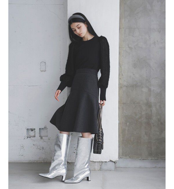 VIS「【洗える】ジャージメルトンニーレングスセミフレアスカート」|スカート|