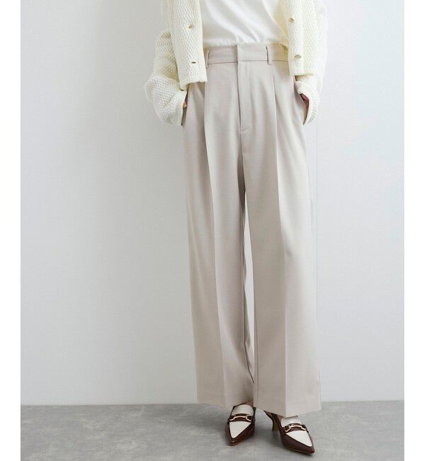 VIS「【美easy】コンフォートストレートワイドパンツ/イージーケア・UVケア・セットアップ対応」|スラックス|