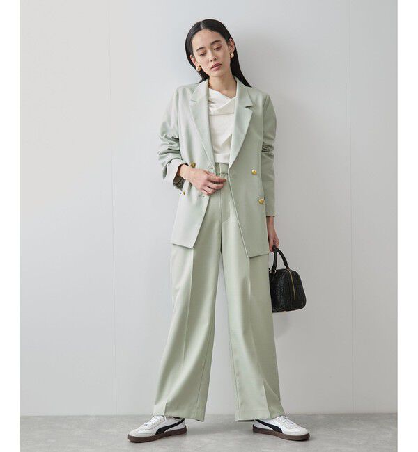 VIS「【美easy】コンフォートストレートワイドパンツ/イージーケア・UVケア・セットアップ対応」|スラックス|