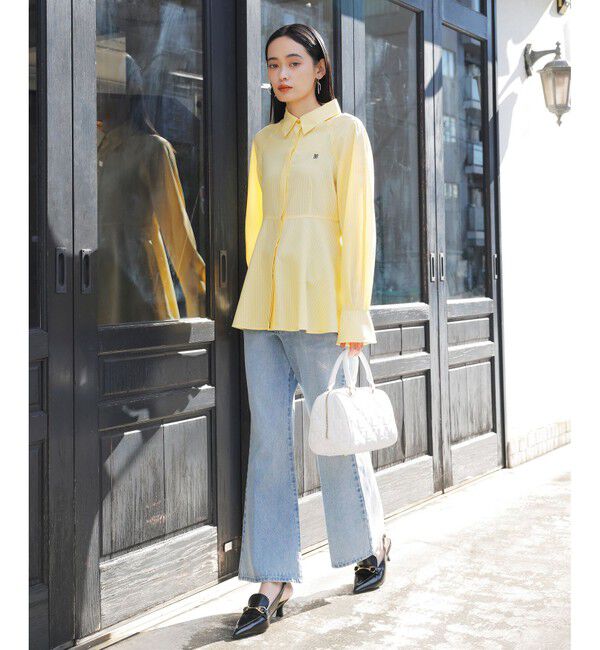 VIS「【洗える】フロントポケットハイウエストフレアデニム」|デニム|