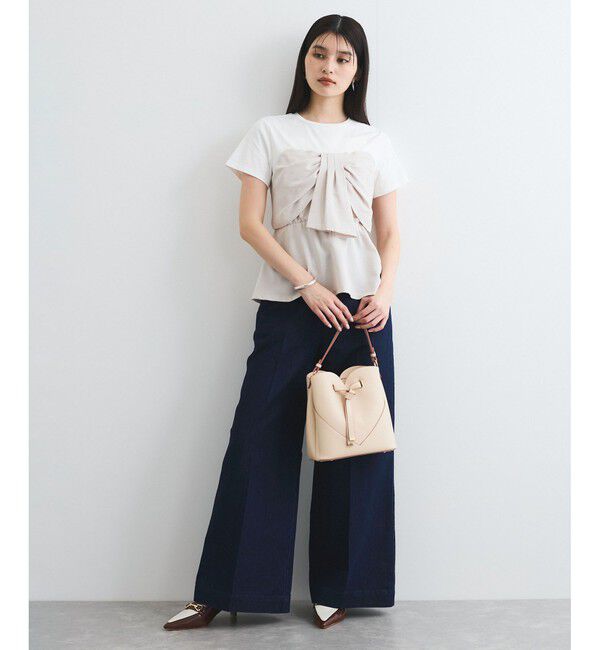 VIS「【新色追加】【美easy】ねじりリボンTシャツドッキングプルオーバー【接触冷感/洗える】」|Tシャツ・カットソー|