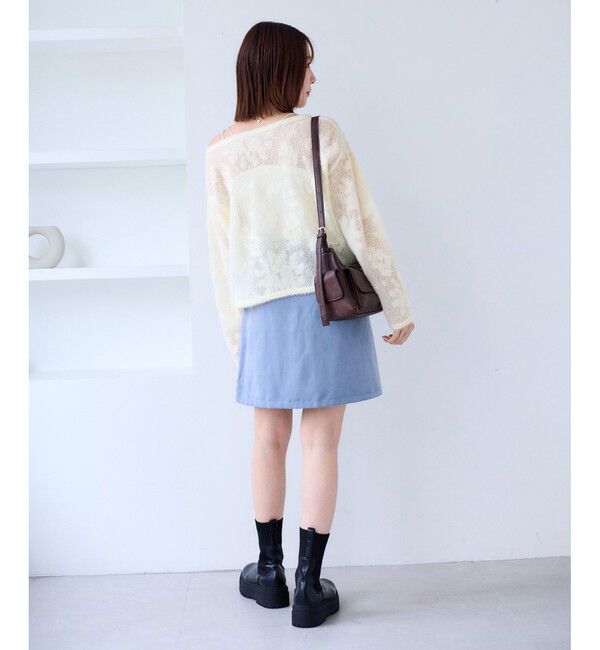 VIS「フラワーモチーフフェザーシアーニット」|ニット・セーター|