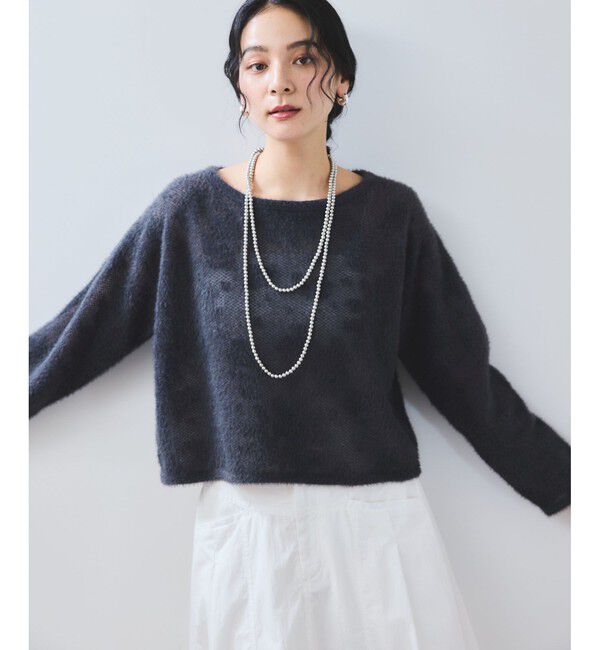 VIS「フラワーモチーフフェザーシアーニット」|ニット・セーター|