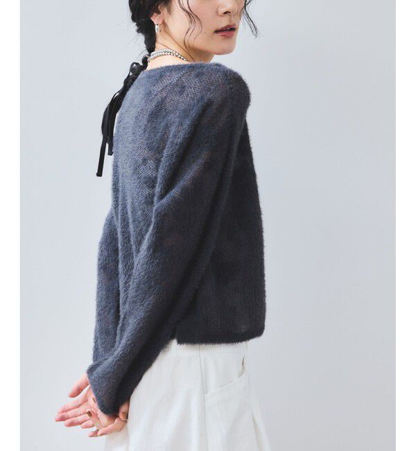 VIS「フラワーモチーフフェザーシアーニット」|ニット・セーター|