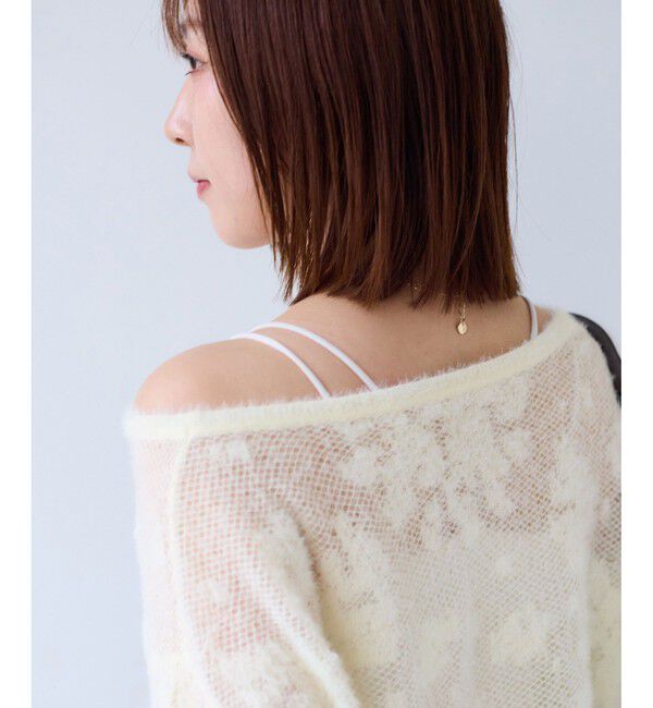 VIS「フラワーモチーフフェザーシアーニット」|ニット・セーター|