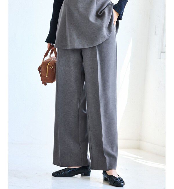 VIS「【美easy】ウーリッシュワンタックワイドパンツ【セットアップ対応/洗える】」|スラックス|
