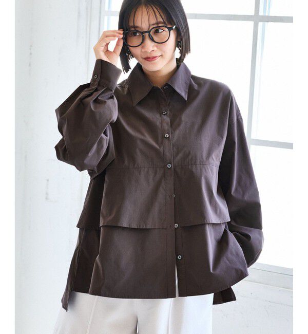 VIS「裾ティアードオーバーシャツ/UVケア・イージーケア」|シャツ・ブラウス|