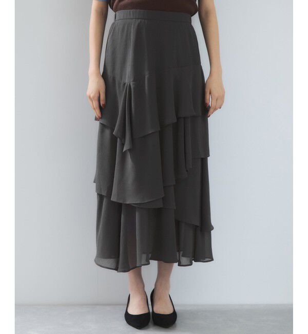 VIS「花柄アソート楊柳ティアードスカート」|スカート|