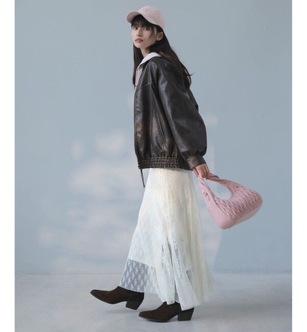 VIS「合皮＆スエードライクジップアップブルゾン」|ブルゾン・スタジャン|