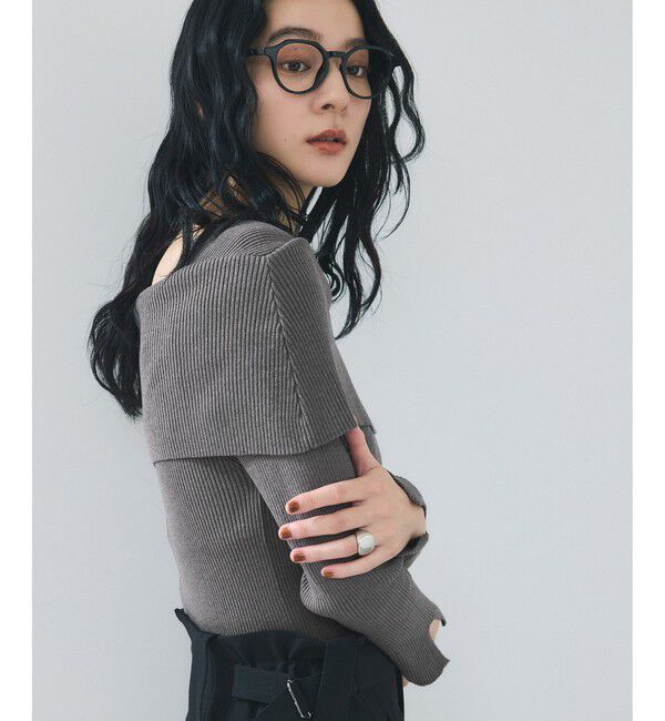 VIS「【美得】オフショルダーモチモチリブニット/好評につき再入荷」|ニット・セーター|