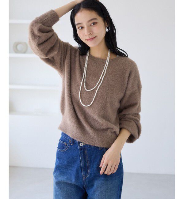 VIS「シアーボウタイリボン付きフェザーニットプルオーバー/2WAY・イージーケア」|ニット・セーター|